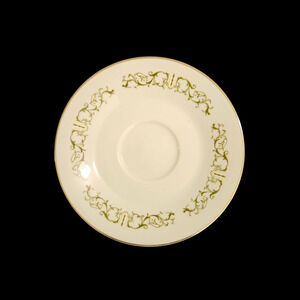 Bell Flower 2999 Japan Fine China Saucer Set 4 Gold Trim Green Scroll Vintage